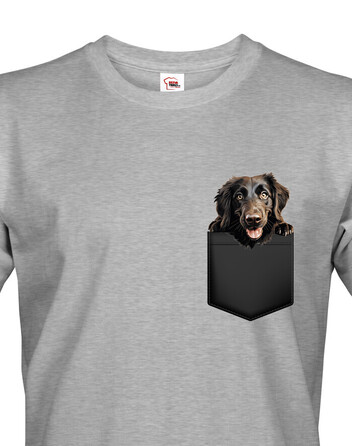 Pánské tričko Flat coated retrívr v kapsičce