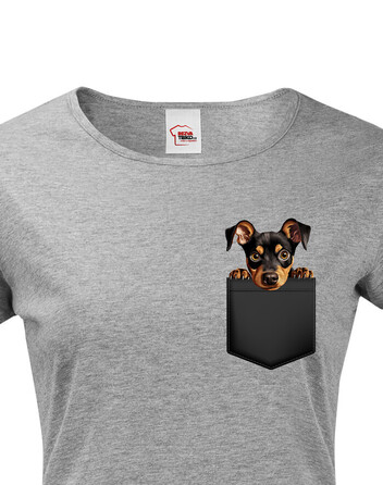 Dámské tričko Nemecký pinč v kapsičce