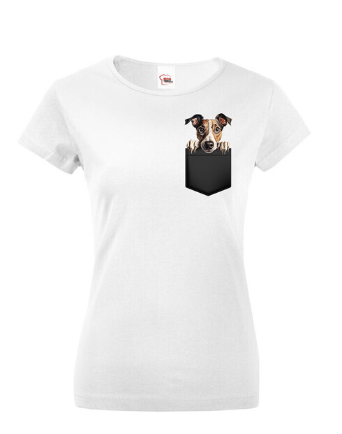 Dámské tričko Anglický chrt v kapsičce