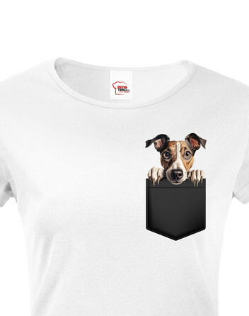 Dámské tričko Anglický chrt v kapsičce