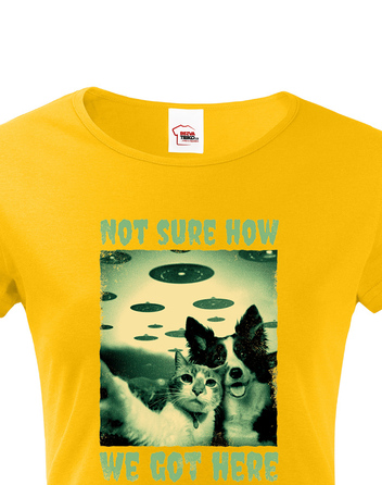 Dámské tričko Kočka a pes selfie