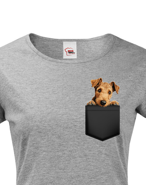 Dámské tričko Lakelandský teriér v kapsičce