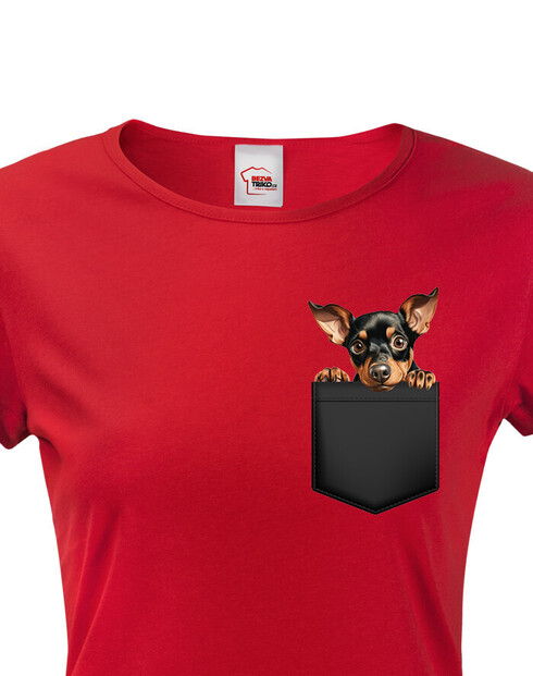 Dámské tričko Manchesterský teriér v kapsičce
