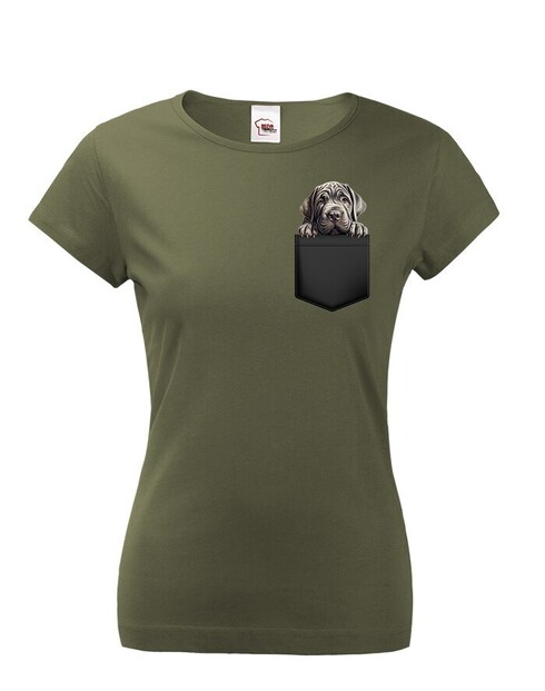 Dámské tričko Neapolský mastif v kapsičce