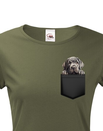 Dámské tričko Neapolský mastif v kapsičce