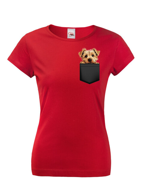 Dámské tričko Norfolkský teriér v kapsičce