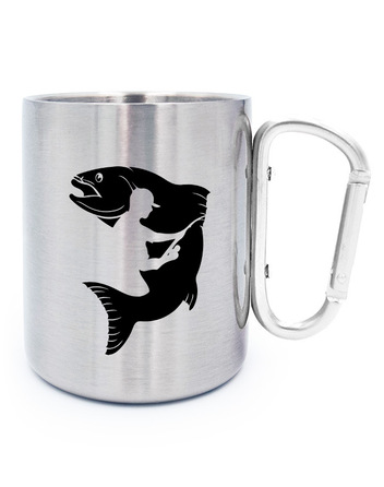 Nerezový hrnek s karabinou Rybář - rybka