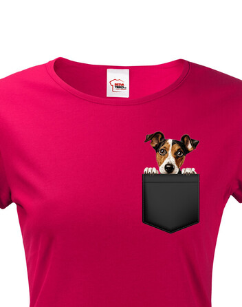 Dámské tričko Hladkosrstý foxteriér v kapsičce