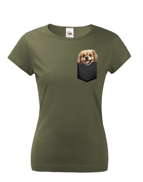 Dámské tričko Tibetský španěl v kapsičce
