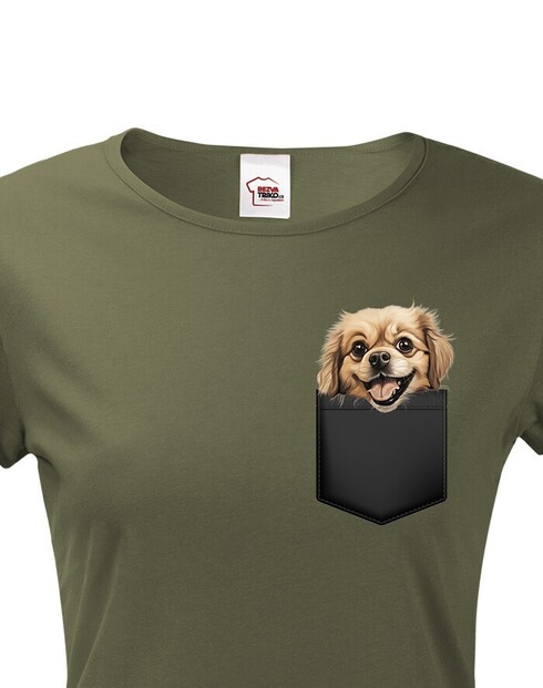 Dámské tričko Tibetský španěl v kapsičce