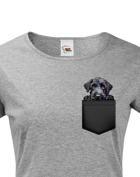 Dámské tričko Kerry blue teriér v kapsičce