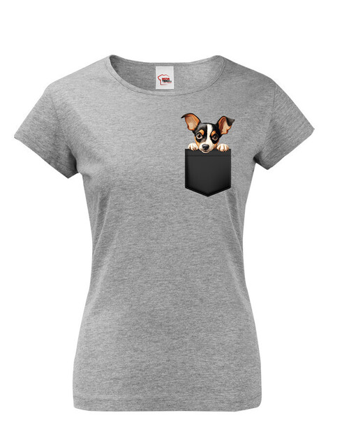 Dámské tričko Americký toy foxteriér v kapsičce