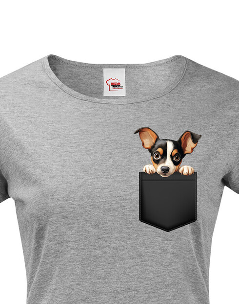 Dámské tričko Americký toy foxteriér v kapsičce