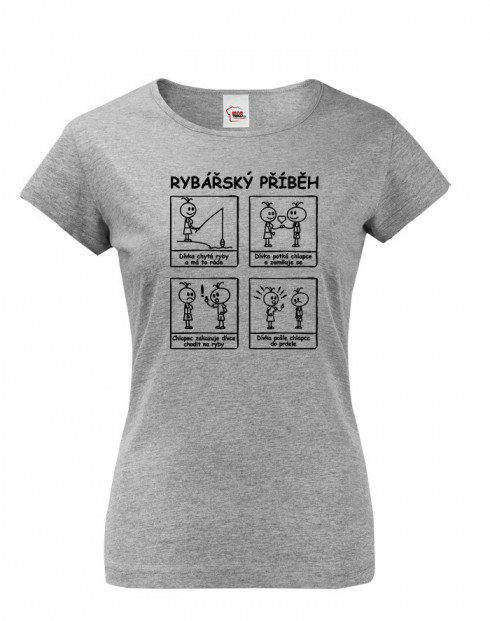Dámské tričko s potiskem Rybářský příběh