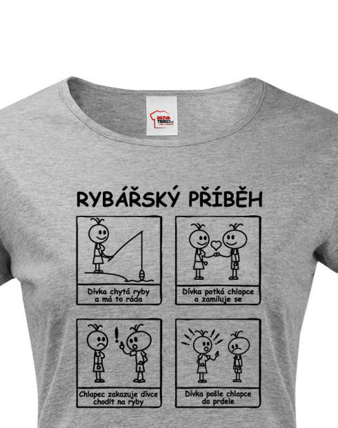 Dámské tričko s potiskem Rybářský příběh