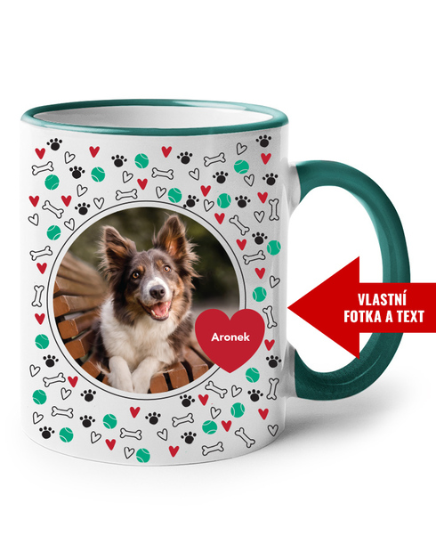Hrnek s vlastní fotkou pejska a jménem