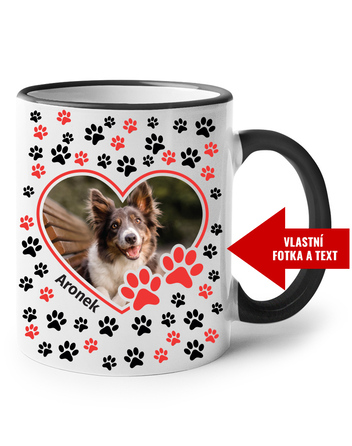 Hrnek s vlastní fotkou pejska a jménem 2