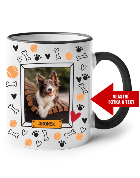 Hrnek s vlastní fotkou pejska a jménem 3