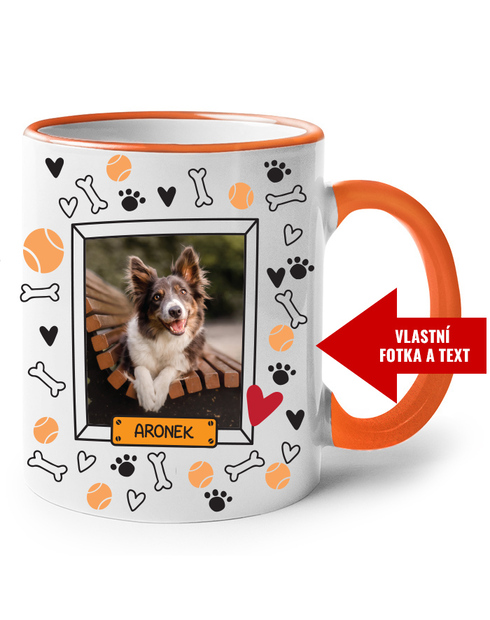 Hrnek s vlastní fotkou pejska a jménem 3