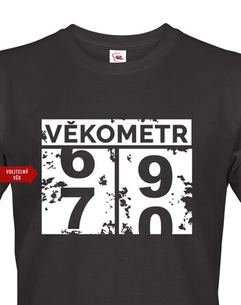 Pánské tričko Věkometr k 70. narozeninám