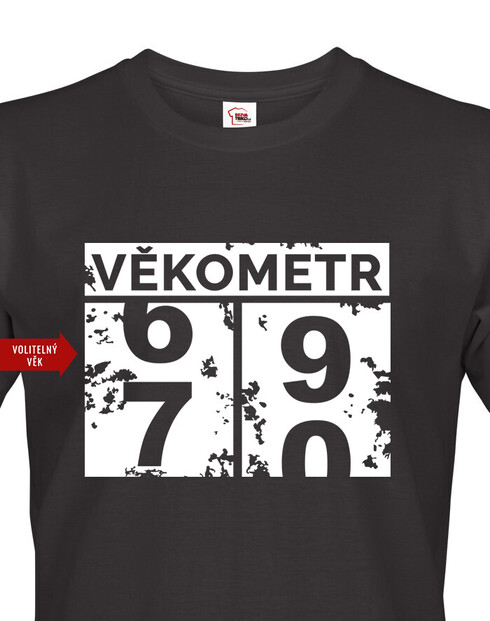 Pánské tričko Věkometr k 70. narozeninám