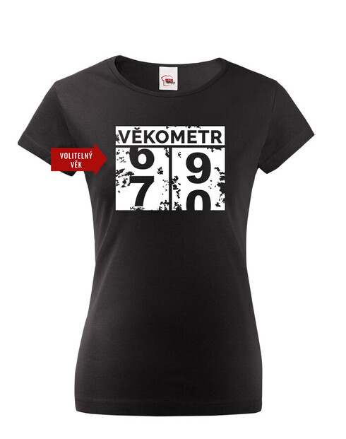 Dámské tričko Věkometr k 70. narozeninám