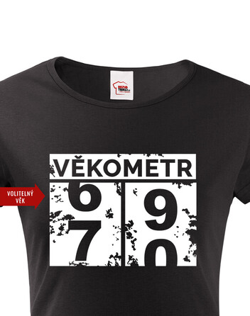 Dámské tričko Věkometr k 70. narozeninám