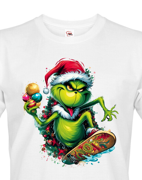 Pánské tričko Grinch na skateboardu