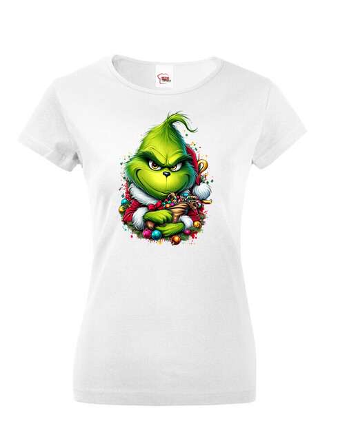 Dámské tričko Grinch s ozdobami