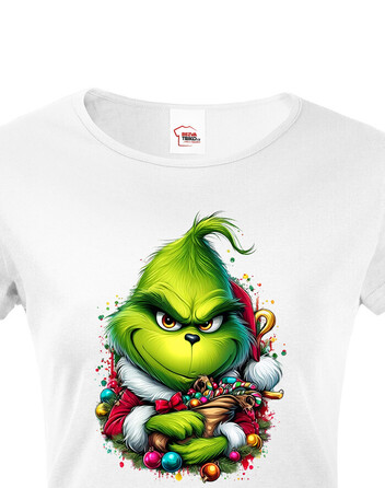 Dámské tričko Grinch s ozdobami