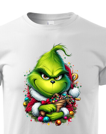Dětské tričko Grinch s ozdobami