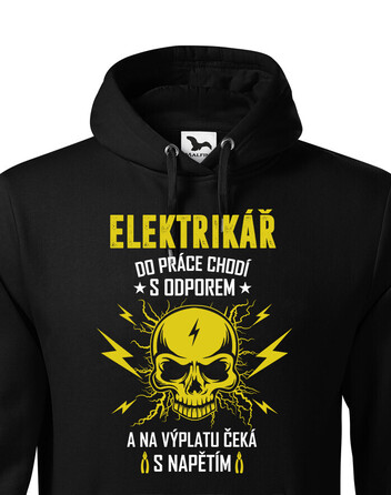 Pánská mikina Elektrikář do práce chodí s odporem