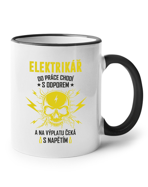 Keramický hrnek Elektrikář do práce chodí s odporem