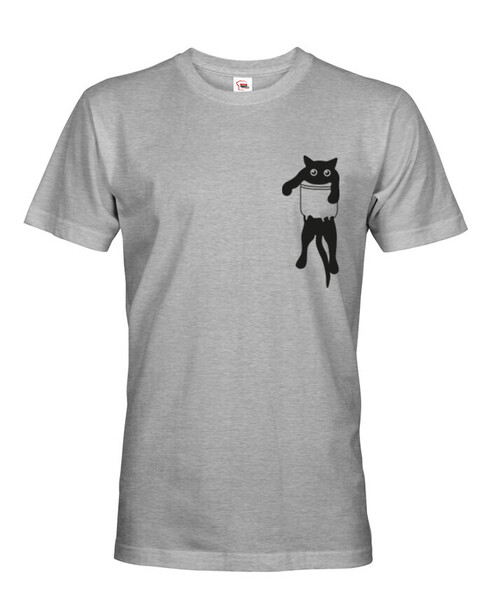 Pánské tričko s kočkou v kapse