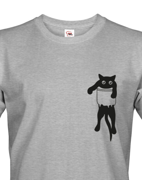 Pánské tričko s kočkou v kapse