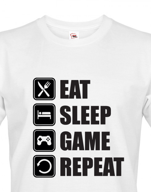 Pánské Geek/hráčské triko EAT, SLEEP, GAME, REPEAT