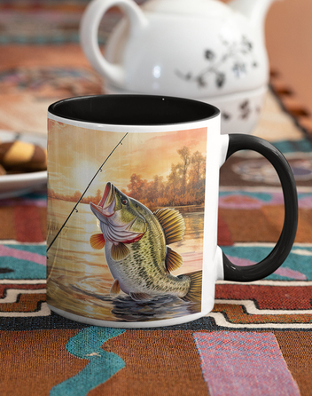 Keramický hrnek s rybou a prutem