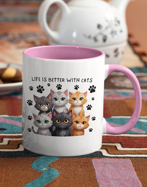 Keramický hrnek Life is better with cats