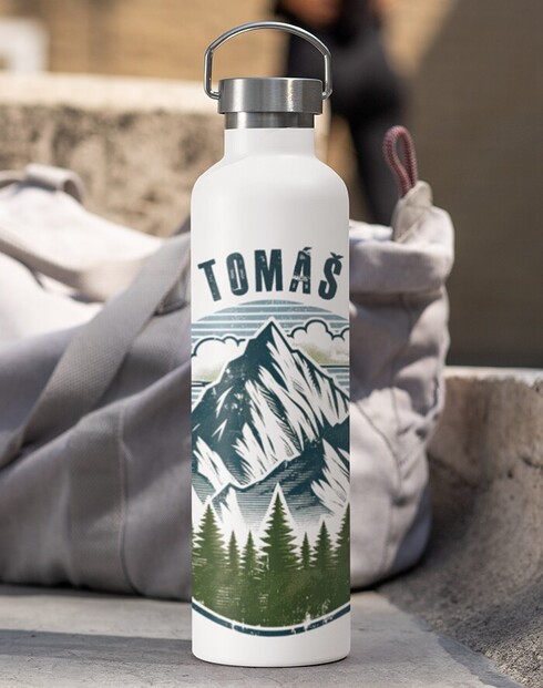 Termoska s bambusovým víčkem pro cestovatele