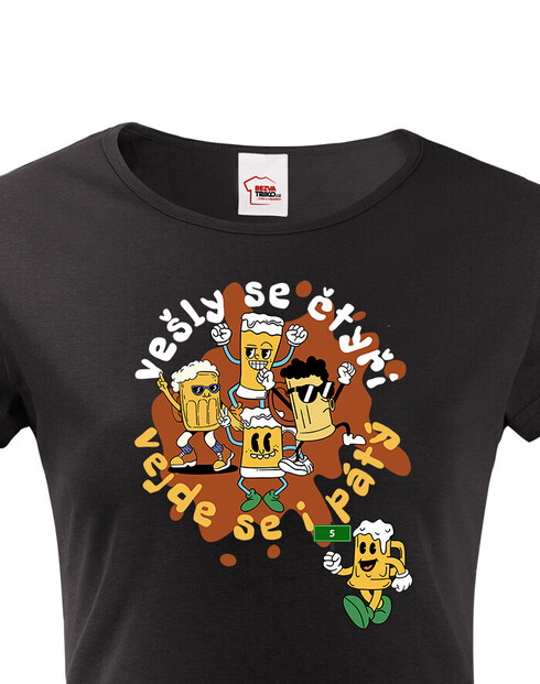 Dámské tričko Vešly se čtyři, vejde se i pátý