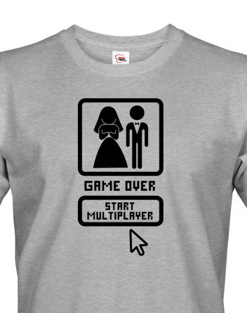 Pánské tričko na rozlučku Game over, start multiplayer