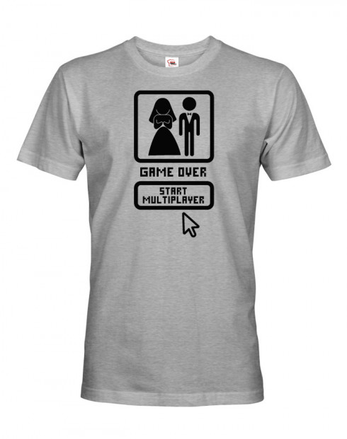 Pánské tričko na rozlučku Game over, start multiplayer