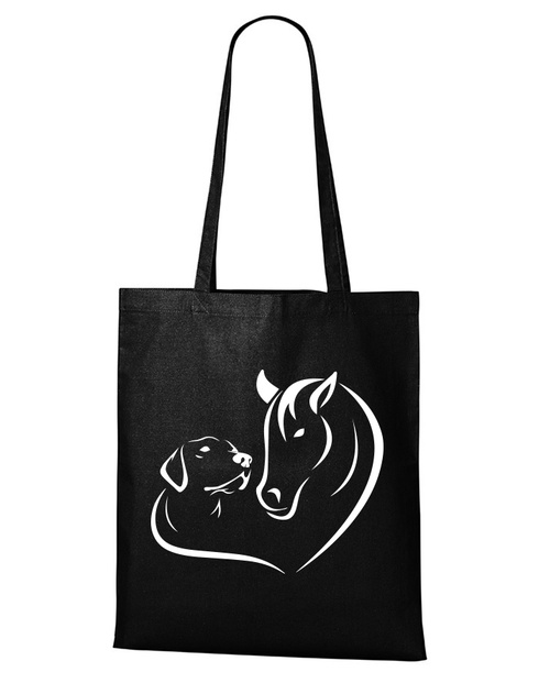 Plátěná taška Srdce kůň a pes