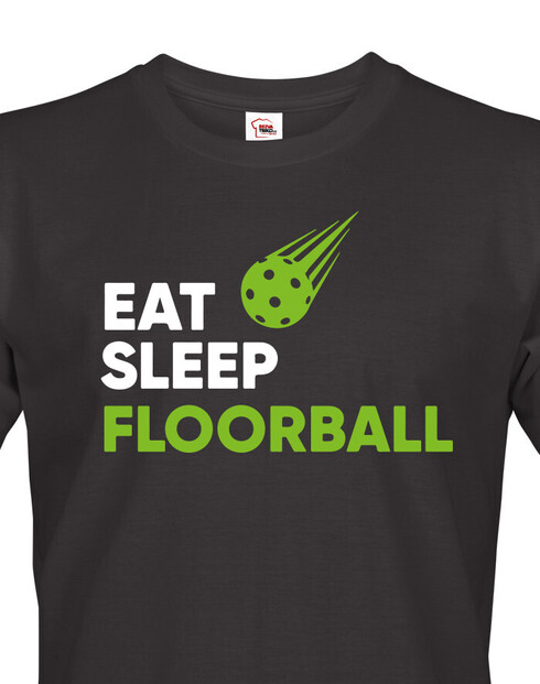Pánské tričko s potiskem Eat, sleep, florbal