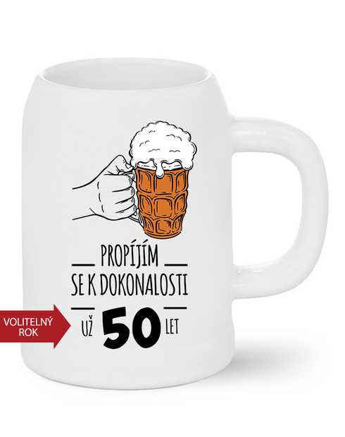 Pivní půllitr Propíjím se k dokonalosti, už 50 let
