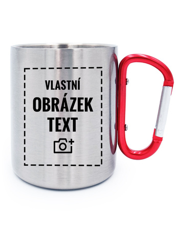 Plechový hrnek s karabinou s vlastním potiskem