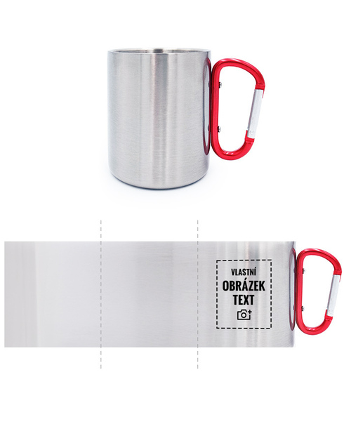 Plechový hrnek s karabinou s vlastním potiskem