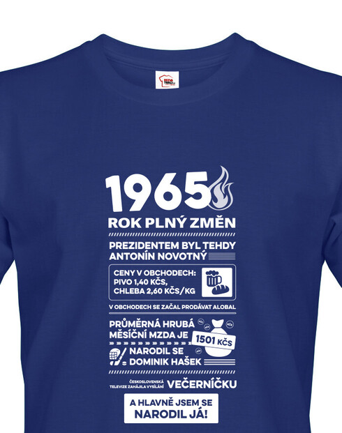Pánské tričko 1965 rok plný změn