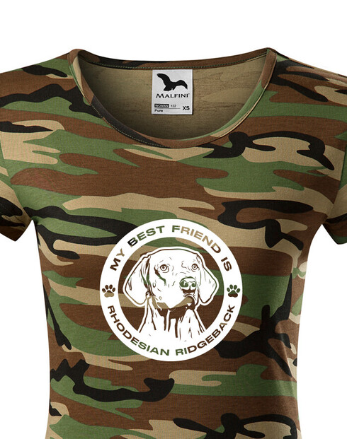 Dámské tričko Rhodéský ridgeback kulatý motiv