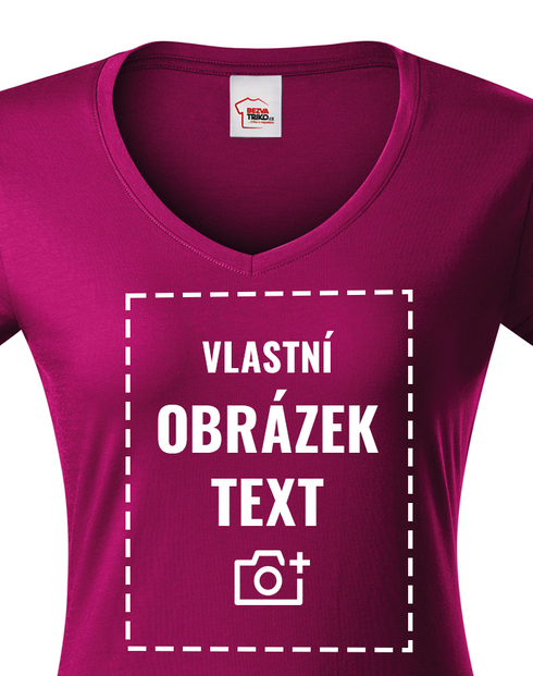 Dámské tričko s výstřihem do V s vlastním potiskem